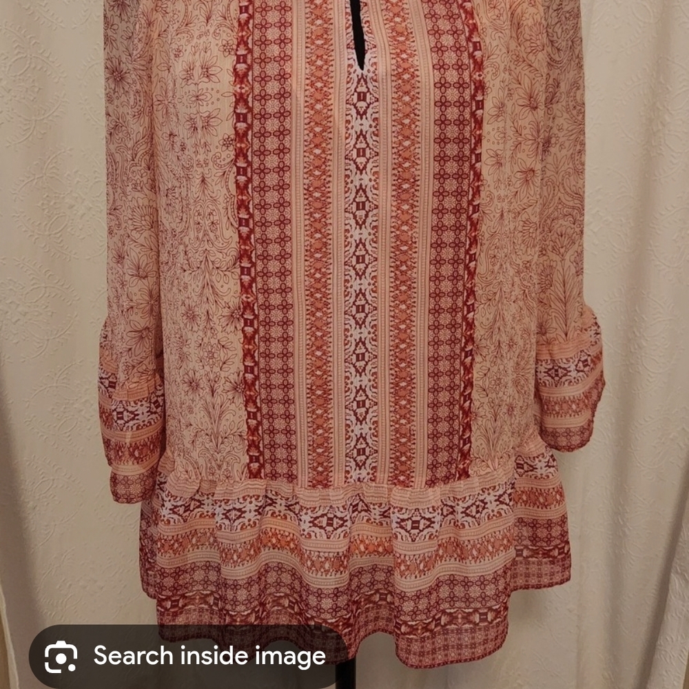 St. John's Bay Red and White Patterned Blouse